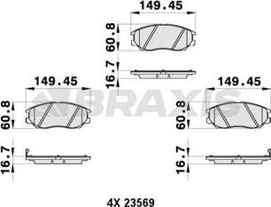 Braxis AB0376 - Тормозные колодки, дисковые, комплект autospares.lv