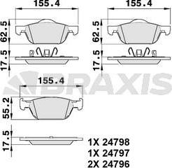 Braxis AB0378 - Тормозные колодки, дисковые, комплект autospares.lv