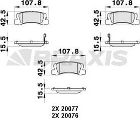 Braxis AB0373 - Тормозные колодки, дисковые, комплект autospares.lv