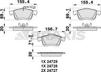 Braxis AB0299 - Тормозные колодки, дисковые, комплект autospares.lv