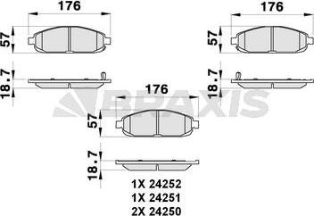 Braxis AB0291 - Тормозные колодки, дисковые, комплект autospares.lv