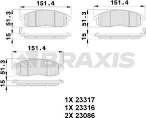 Braxis AB0243 - Тормозные колодки, дисковые, комплект autospares.lv