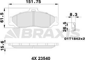 Braxis AB0242 - Тормозные колодки, дисковые, комплект autospares.lv