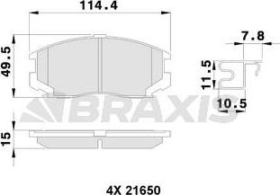 Braxis AB0250 - Тормозные колодки, дисковые, комплект autospares.lv