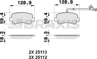 Braxis AB0258 - Тормозные колодки, дисковые, комплект autospares.lv