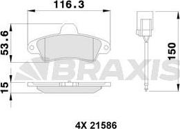 Braxis AB0252 - Тормозные колодки, дисковые, комплект autospares.lv