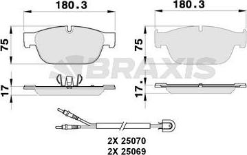 Braxis AB0269 - Тормозные колодки, дисковые, комплект autospares.lv