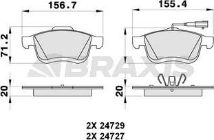 Braxis AB0264 - Тормозные колодки, дисковые, комплект autospares.lv