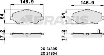 Braxis AB0268 - Тормозные колодки, дисковые, комплект autospares.lv