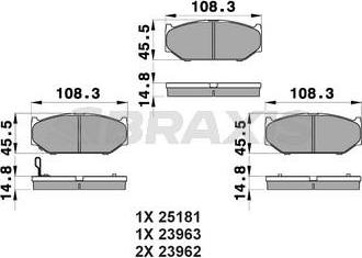 Braxis AB0206 - Тормозные колодки, дисковые, комплект autospares.lv