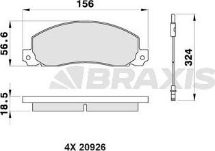 Braxis AB0200 - Тормозные колодки, дисковые, комплект autospares.lv