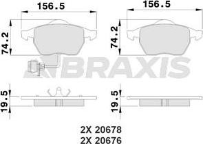Braxis AB0208 - Тормозные колодки, дисковые, комплект autospares.lv