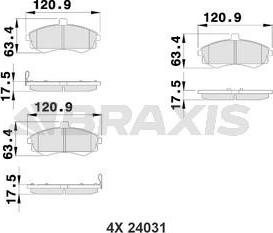 Braxis AB0211 - Тормозные колодки, дисковые, комплект autospares.lv