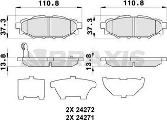 Braxis AB0280 - Тормозные колодки, дисковые, комплект autospares.lv