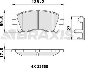 Braxis AB0288 - Тормозные колодки, дисковые, комплект autospares.lv