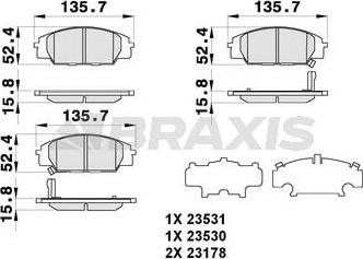 Braxis AB0282 - Тормозные колодки, дисковые, комплект autospares.lv