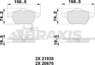 Braxis AB0224 - Тормозные колодки, дисковые, комплект autospares.lv