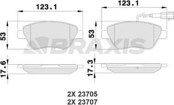 Braxis AB0228 - Тормозные колодки, дисковые, комплект autospares.lv