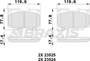 Braxis AB0227 - Тормозные колодки, дисковые, комплект autospares.lv