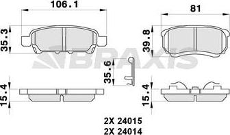 Braxis AB0279 - Тормозные колодки, дисковые, комплект autospares.lv