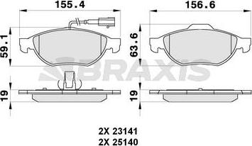 Braxis AB0274 - Тормозные колодки, дисковые, комплект autospares.lv