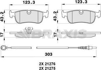 Braxis AB0275 - Тормозные колодки, дисковые, комплект autospares.lv