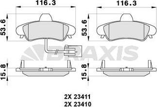 Braxis AB0276 - Тормозные колодки, дисковые, комплект autospares.lv