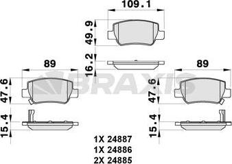 Braxis AB0278 - Тормозные колодки, дисковые, комплект autospares.lv