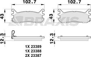 Braxis AB0272 - Тормозные колодки, дисковые, комплект autospares.lv