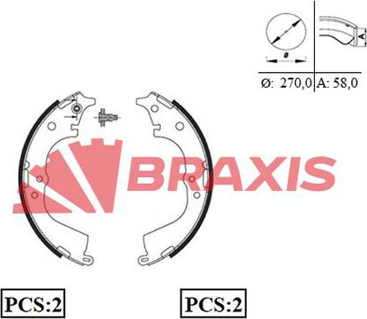 Braxis AC0055 - Комплект тормозных колодок, барабанные autospares.lv