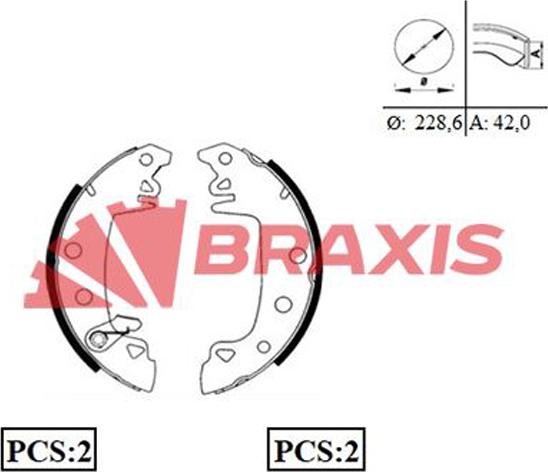 Braxis AC0001 - Комплект тормозных колодок, барабанные autospares.lv