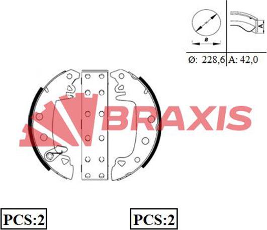 Braxis AC0002 - Комплект тормозных колодок, барабанные autospares.lv