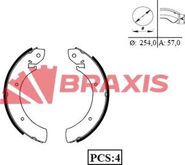 Braxis AC0021 - Комплект тормозных колодок, барабанные autospares.lv