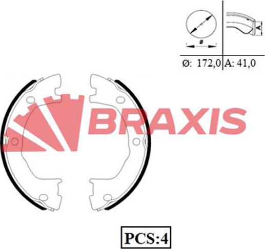 Braxis AC0076 - Комплект тормозов, ручник, парковка autospares.lv