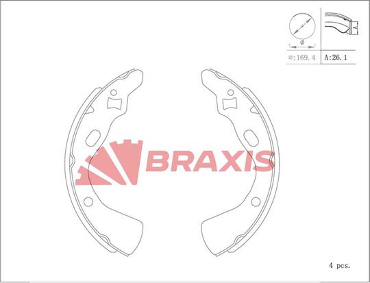 Braxis AC0154 - Комплект тормозных колодок, барабанные autospares.lv