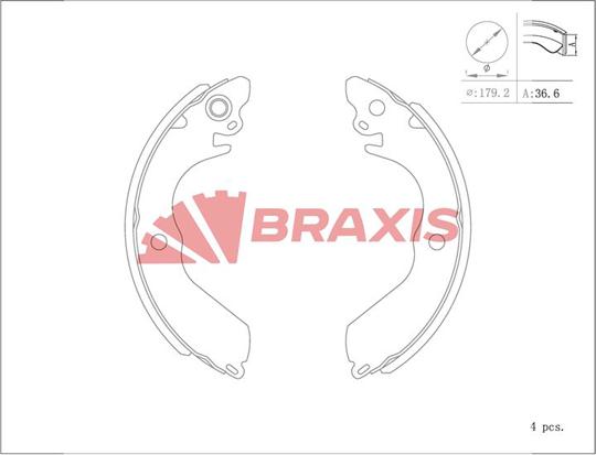 Braxis AC0153 - Комплект тормозных колодок, барабанные autospares.lv