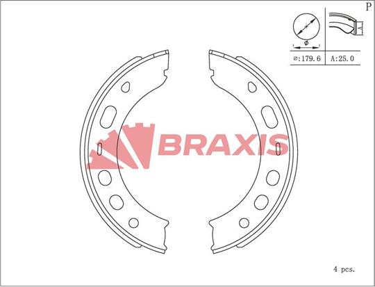 Braxis AC0205 - Комплект тормозов, ручник, парковка autospares.lv