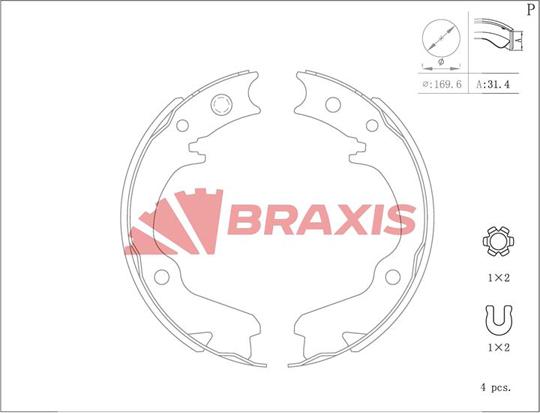 Braxis AC0202 - Комплект тормозов, ручник, парковка autospares.lv