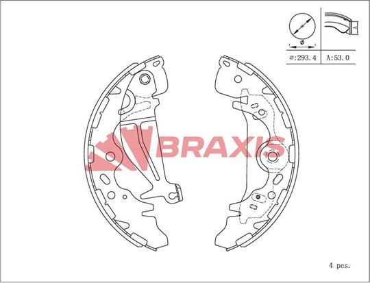 Braxis AC0218 - Комплект тормозных колодок, барабанные autospares.lv