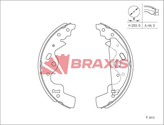 Braxis AC0224 - Комплект тормозных колодок, барабанные autospares.lv