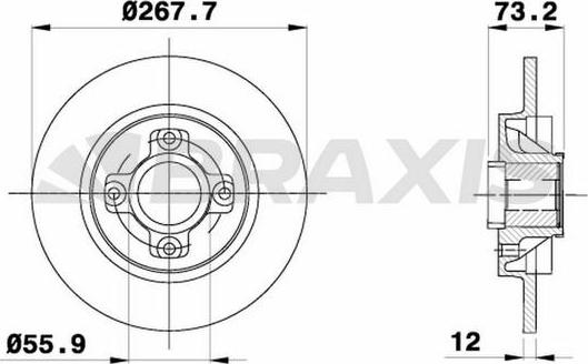 Braxis AD0056 - Тормозной диск autospares.lv