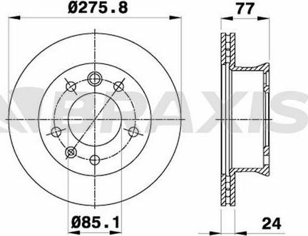 Braxis AD0005 - Тормозной диск autospares.lv