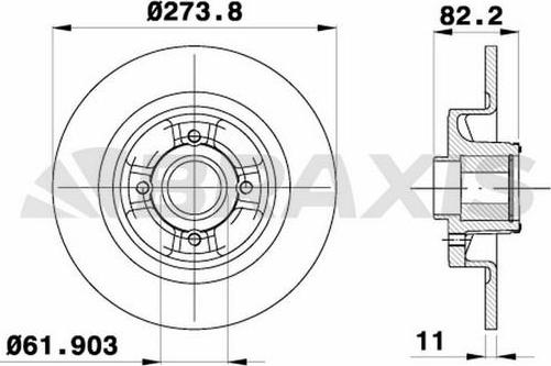 Braxis AD0003 - Тормозной диск autospares.lv