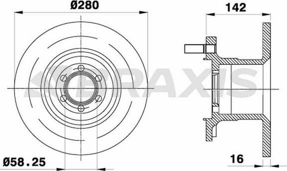 Braxis AD1057 - Тормозной диск autospares.lv