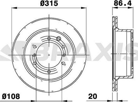 Braxis AD1037 - Тормозной диск autospares.lv