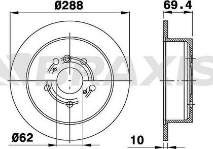 Braxis AE0581 - Тормозной диск autospares.lv