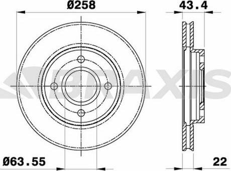 Braxis AE0004 - Тормозной диск autospares.lv