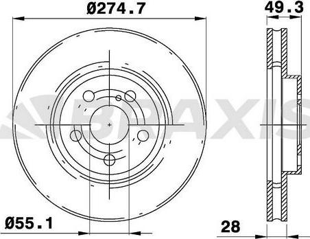 Braxis AE0323 - Тормозной диск autospares.lv