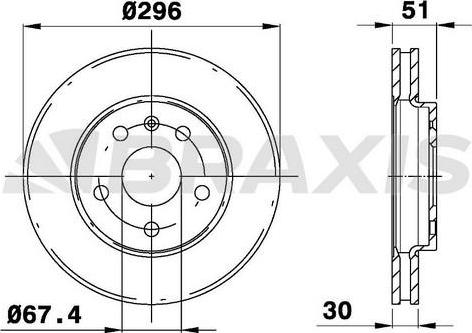 Braxis AE0289 - Тормозной диск autospares.lv