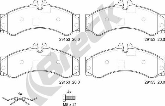 Breck 29153 00 703 00 - Тормозные колодки, дисковые, комплект autospares.lv